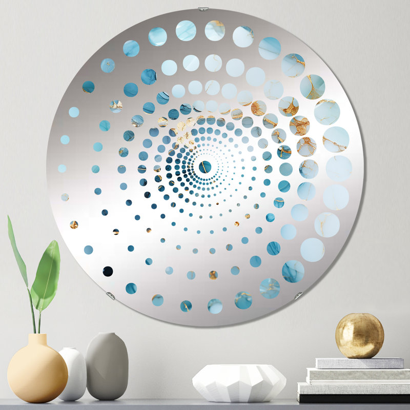 Motif de marbre céleste or et bleu - Miroir mural spiralé, 23,6 po x 23,6 po