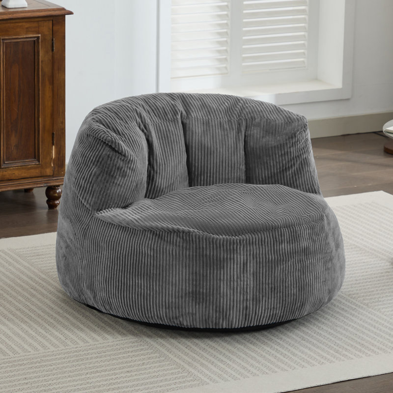 Fauteuil à billes en velours côtelé avec dossier, Velours côtelé gris