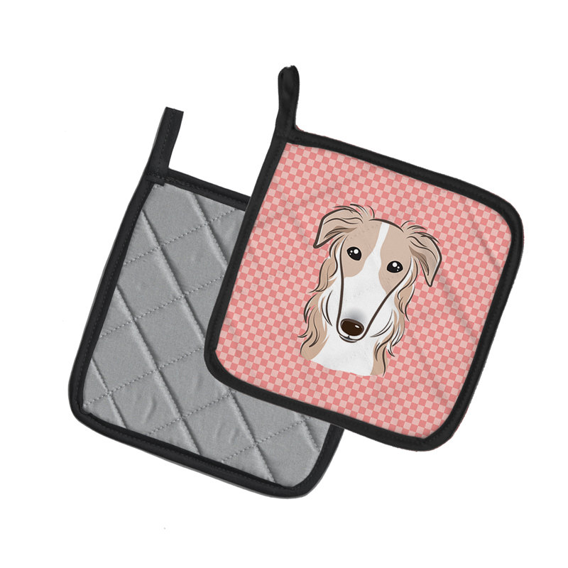 Cuisinier poignée barzoï caroline trésors Checkerboard, Rose