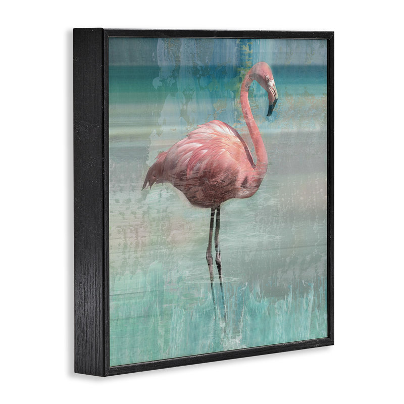 «Layered Flamingo Bird», estampe numérique par Nan, Noir, H 12 po x l 12 po x P 1,5 po