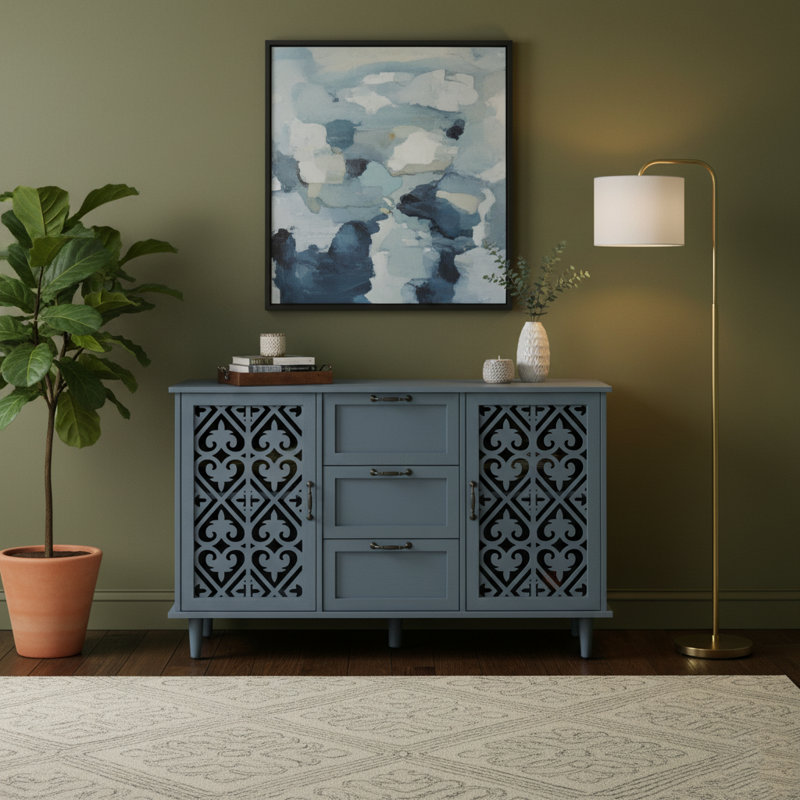 Armoire de rangement multifonctionnelle avec 2 portes et 3 tiroirs pour un usage domestique