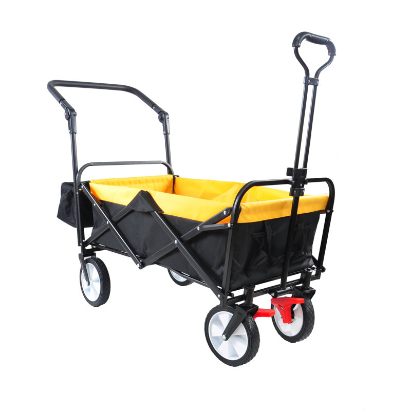 Chariot utilitaire d'extérieur pliable pliable, chariot de jardin portatif pliant robuste, porte-gobelet, poignées réglables