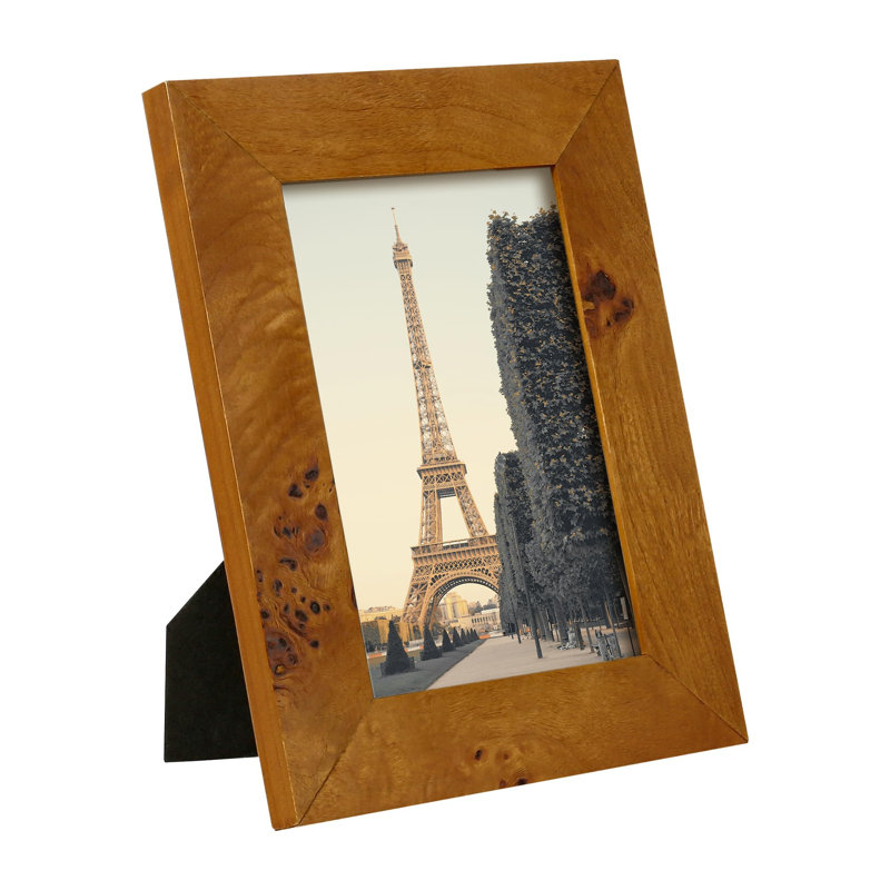 Ensemble de 4 cadres photo en bois de ronce de 4 po x 6 po pour mur ou dessus de table, Brun, 4" x 6"