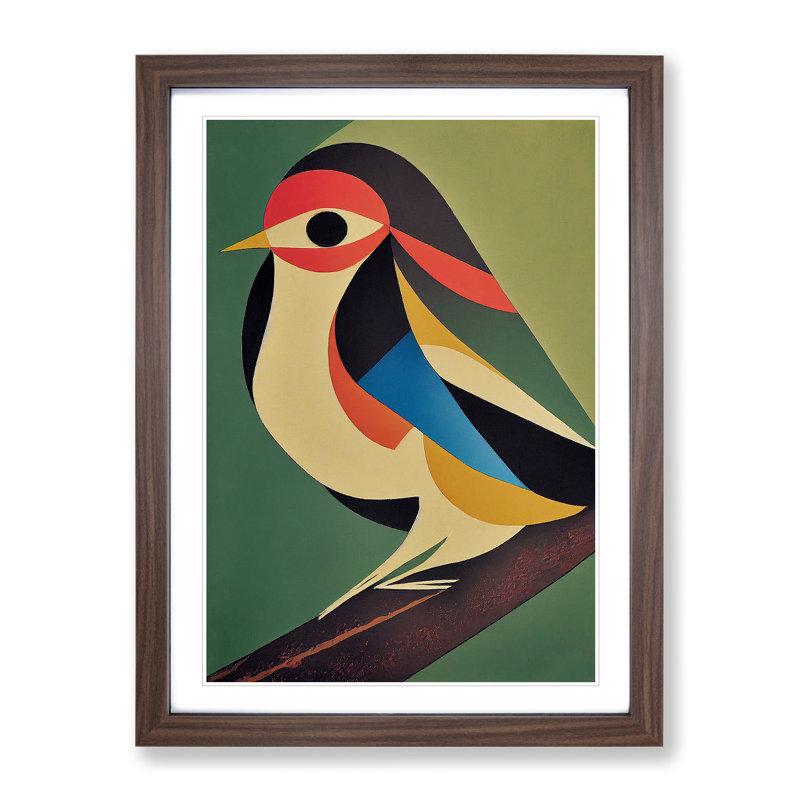 Abstract Bird No.4 - Wall Art, 34cm H x 25cm W x 2cm D, Walnut Framed