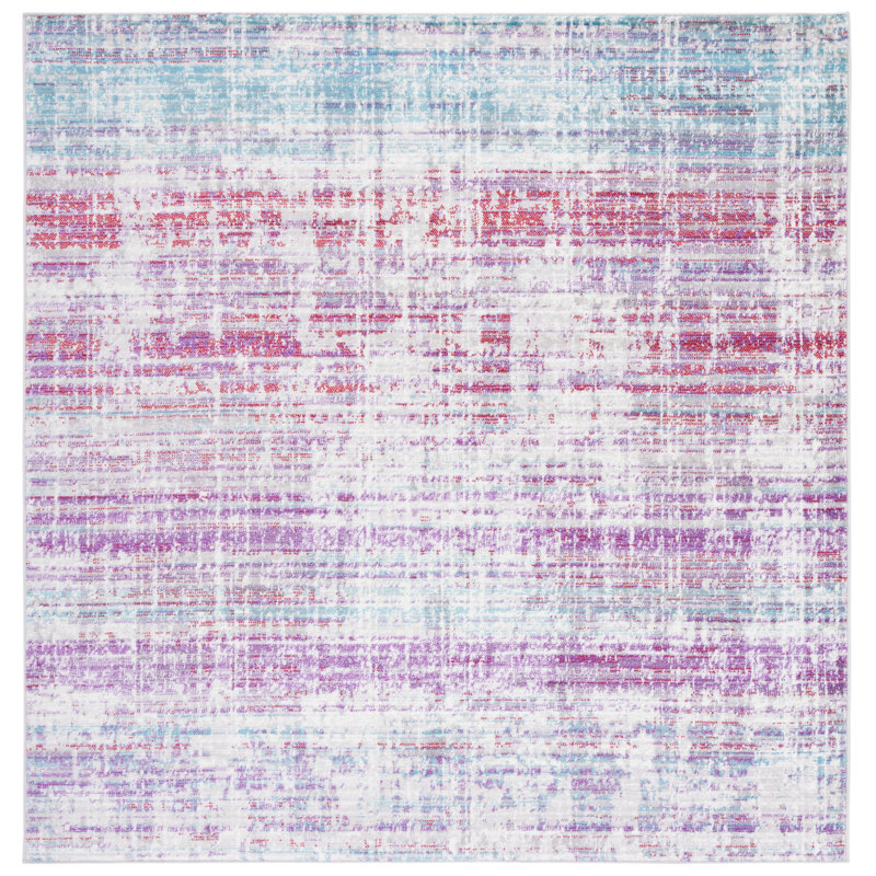 Olmstead Abstract Purple/Blue/Gray Area Rug, Square 6'7"