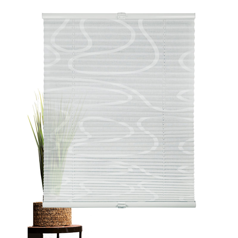 Life Klemmfix Room Darkening Pleated Blind, 130cm L x 120cm W, White/White