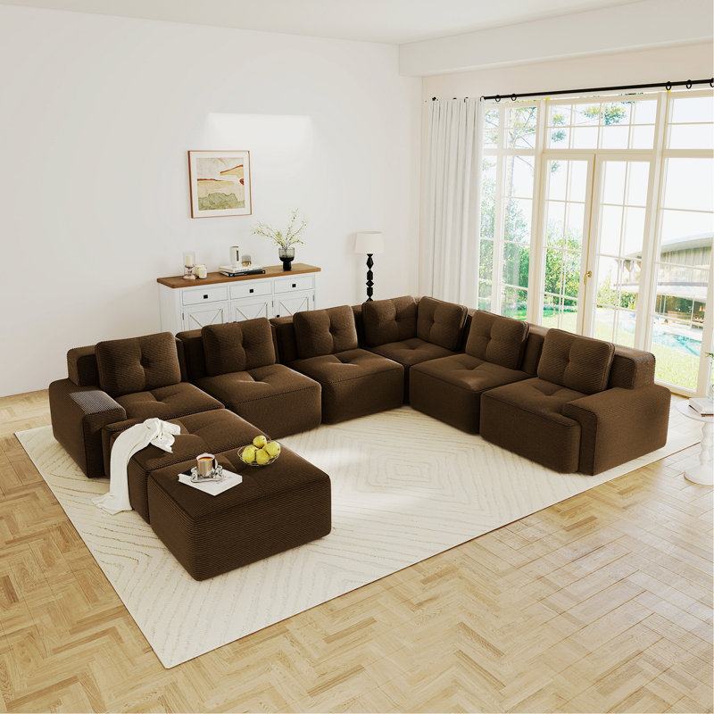 Canapé modulaire d'angle modulaire avec repose-pieds mobile
