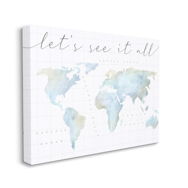 «Let's See It All World Map», impression sur toile, H 30 po x l 40 po x P 1,5 po