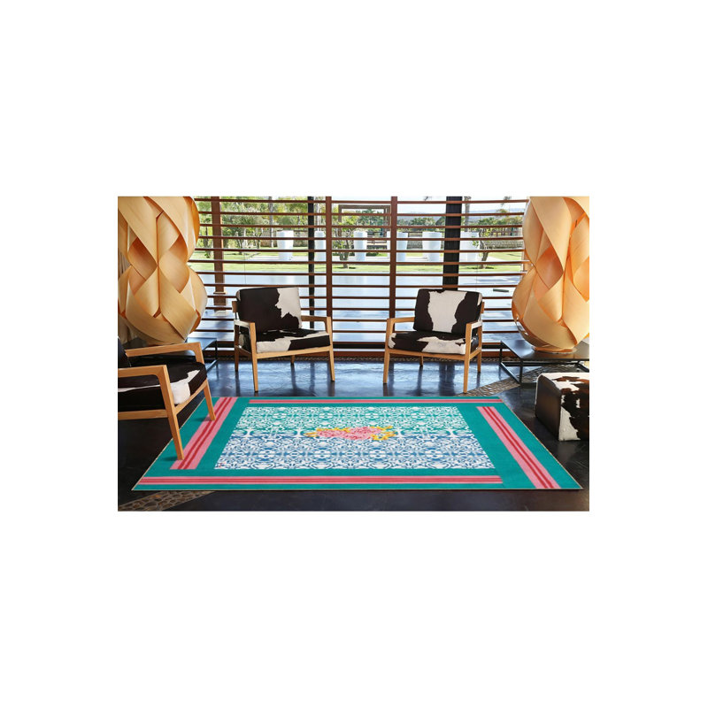 Tapis tissé à motif floral moderne, Sous-tapis carré 3 pi 3 po inclus