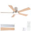 Ventilateur de plafond intelligent 52 po à DEL en nickel brossé avec télécommande DC pour chambre à coucher, salon Farmhouse