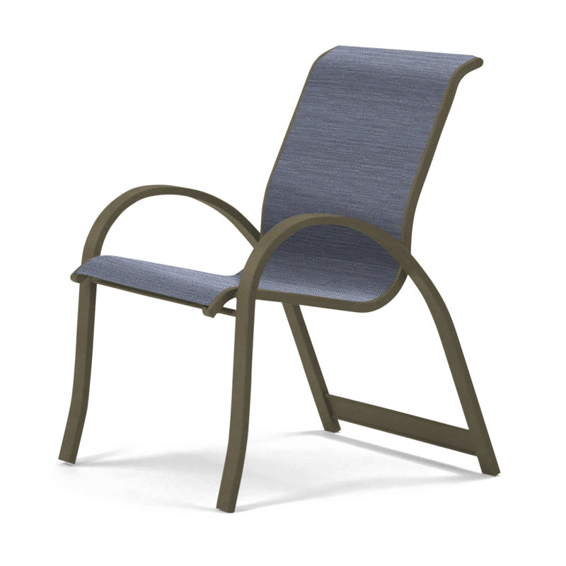 Aruba Stacking Patio Dining Armchair, Forest Forest Green 22D Sunbrella®, Beachwood