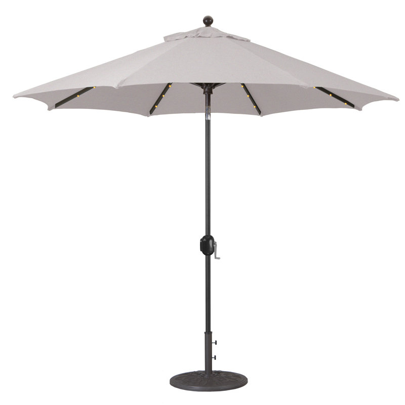 Parasol de marché lumineux 9 pi Nadasha, Noir, Sunbrella® granit
