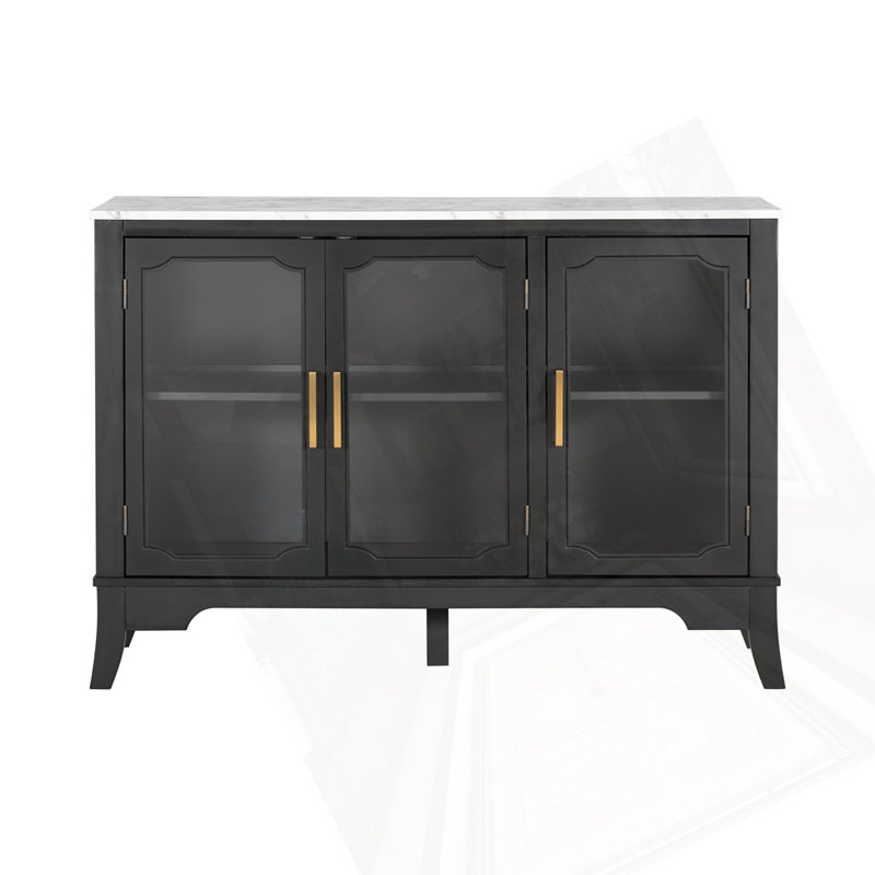 3 Doors Storage Cabinet, White/Black