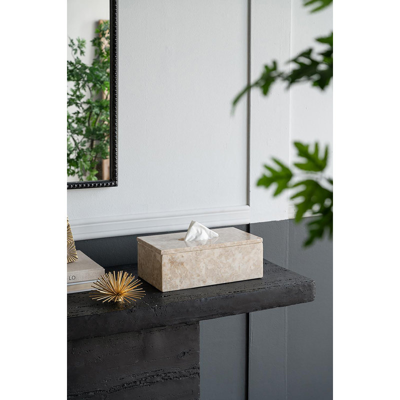 Rectangular Cream Marble Tissue Box Cover