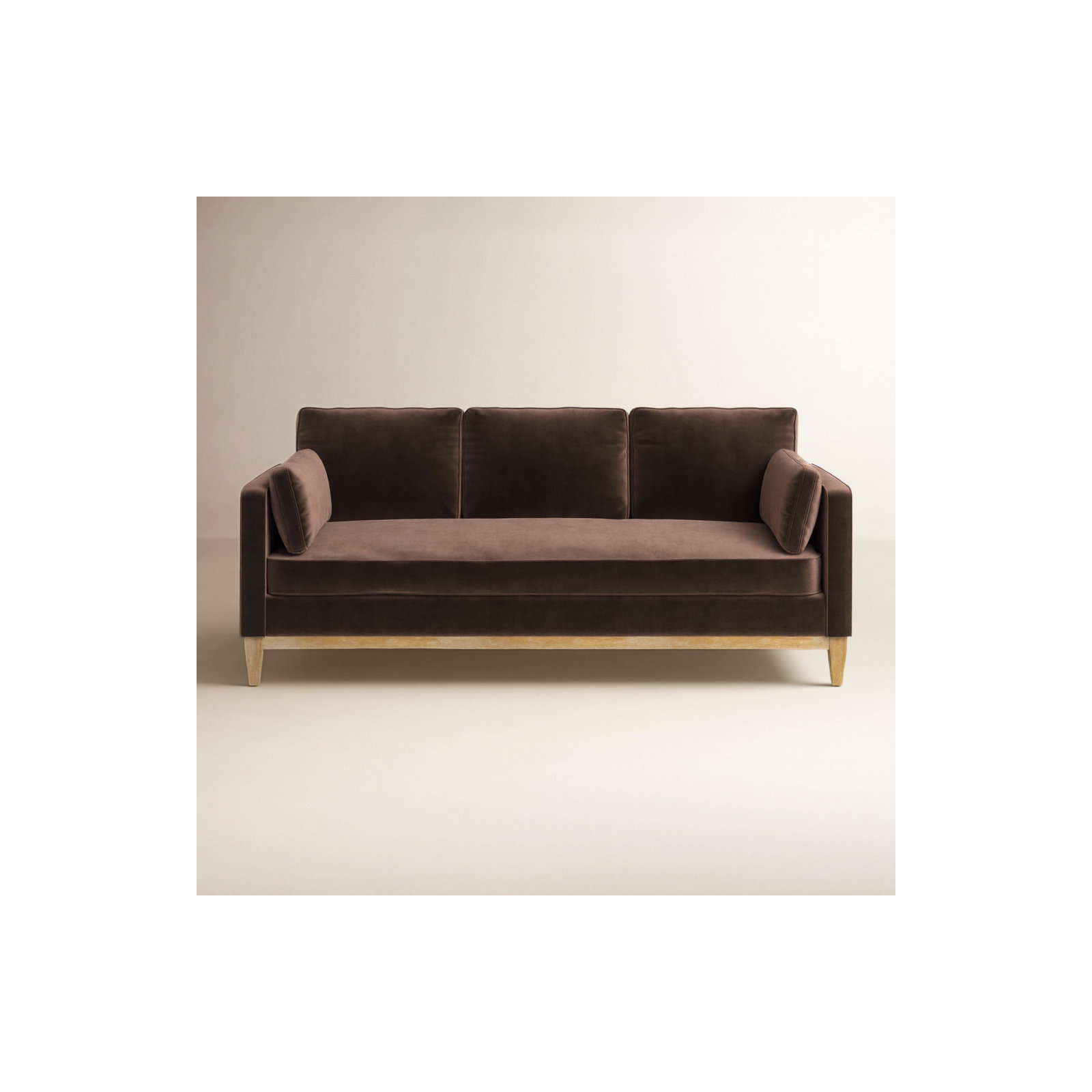 Pera 84'' Upholstered Sofa, Deep Brown Velvet