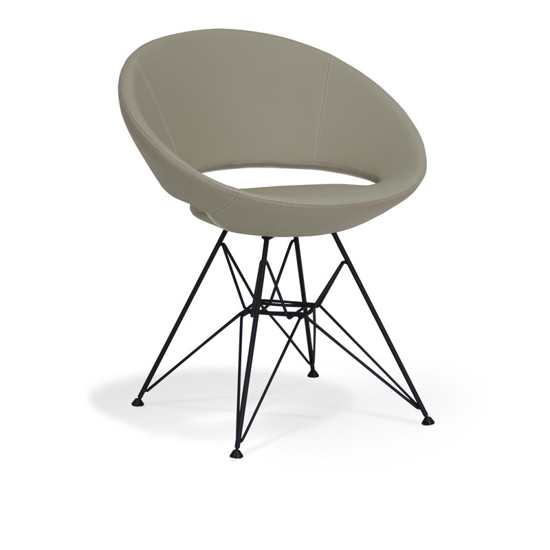 Chaise de salle à manger Crescent Tower, Beige, Tissu en laine organique, Acier noir