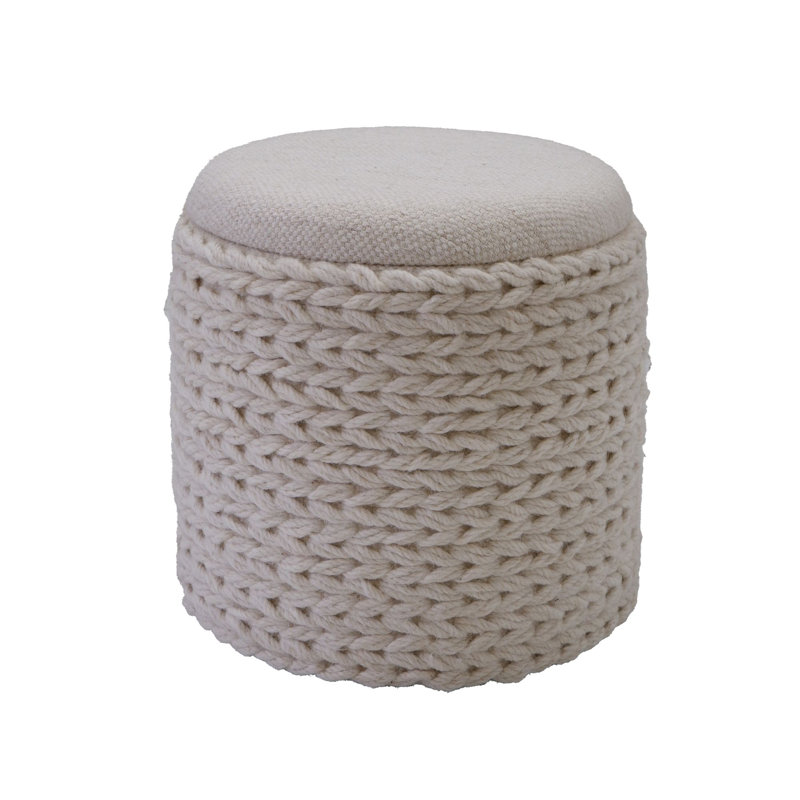 Storage Stool Round 40 x 40 x 45cm Stool Cream Boho