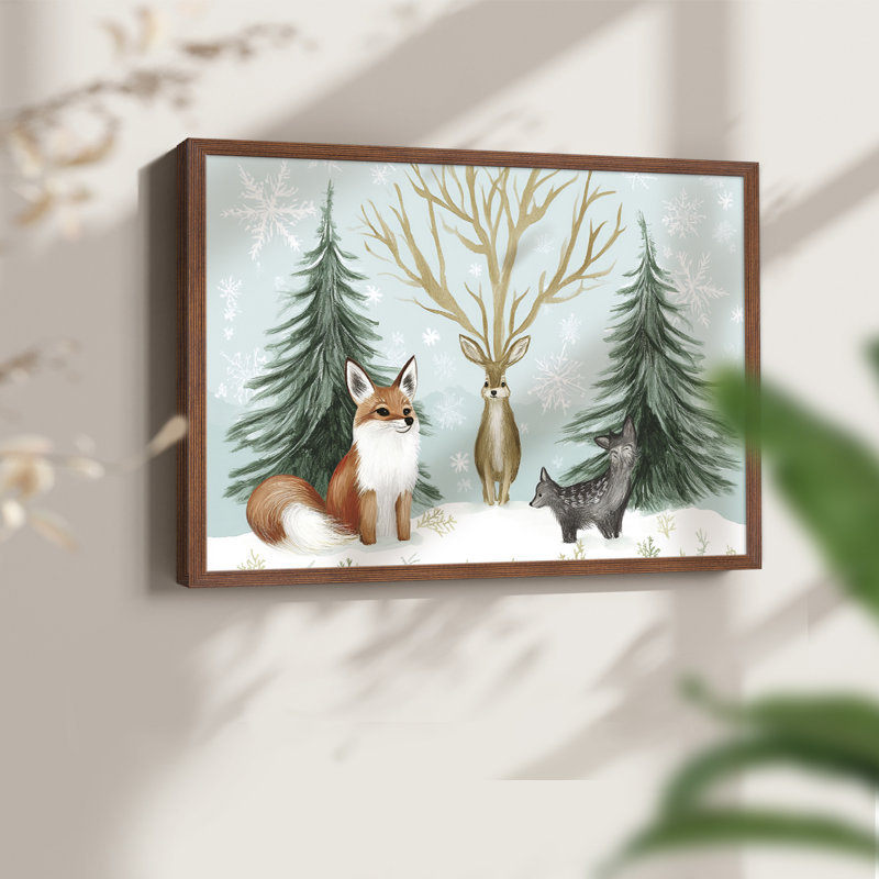Chirstmas Art-CLXXXIV -Framed Print - Restickable, H 8 po x l 10 po, Noyer