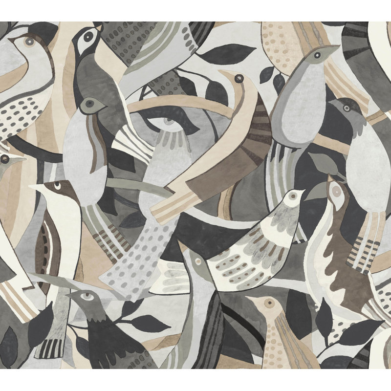Papier peint Fauvist Flock, gris