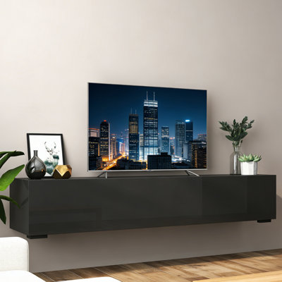 Modern Entertainment Center with Storage Media Console for Living Room | Wall-Mounted Floating TV Stand | Space-Saving Design | Contemporary Minimalist Style