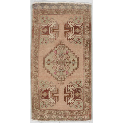 Vintage One-of-a-Kind Rectangle 1'7" X 3' Hand Knotted Area Rug