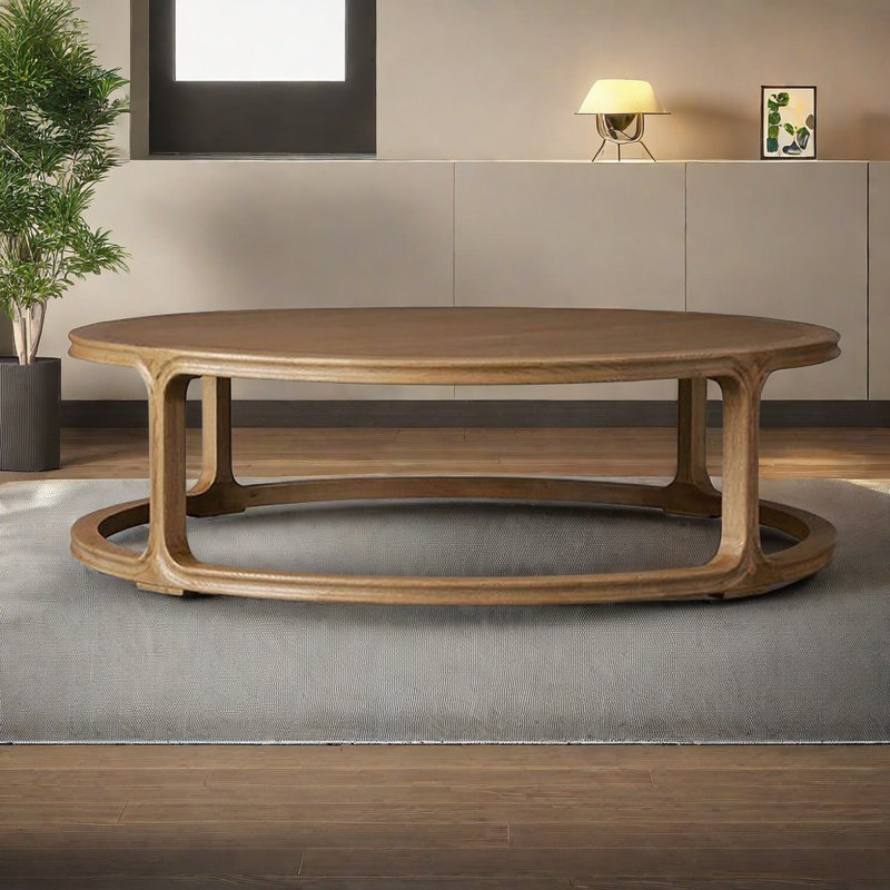 Table basse ronde, Burlywood, H 15,7 po x L 53,9 po x l 53,9 po