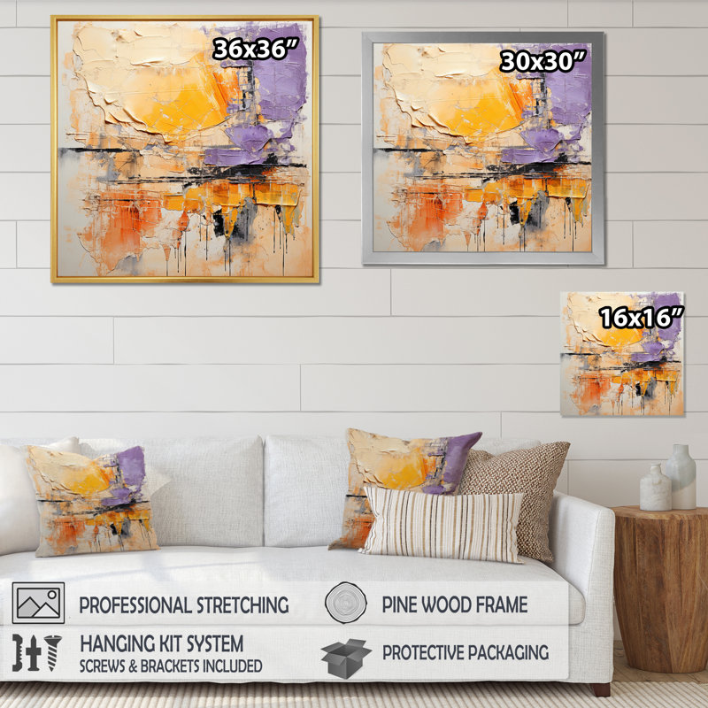 Collage Fusion IX On Canvas Print, 30" H x 30" W x 1" D, Black Floater Framed