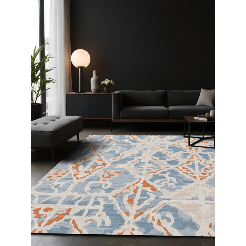 Tapis beige soyeux et moelleux, Carré 5 pi