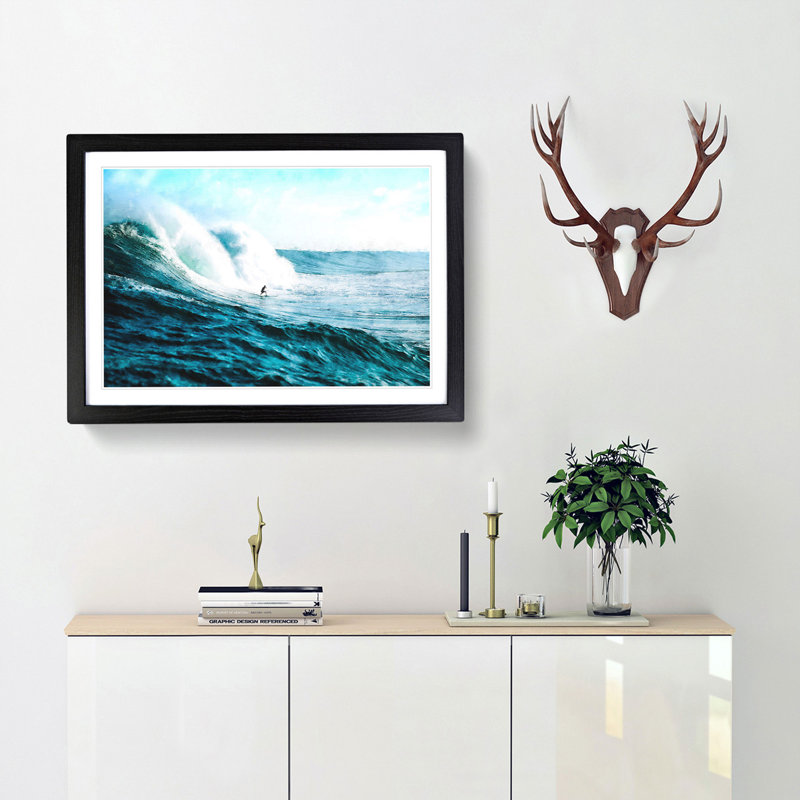 Surfs up - Picture Frame Painting Print, 24cm H x 33cm W x 2cm D, Black Framed