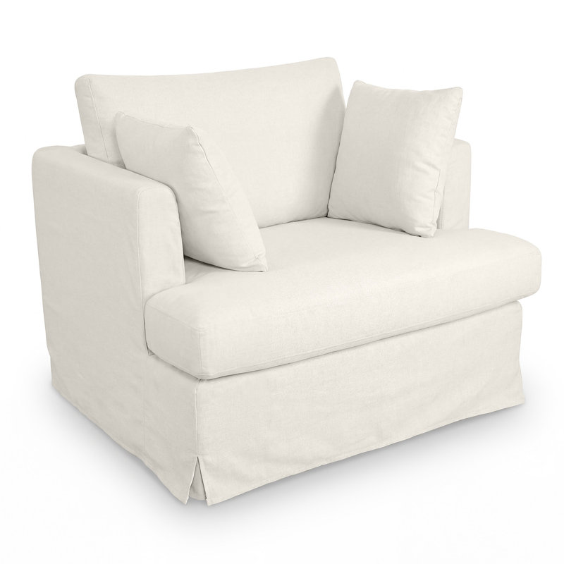  Oversized Accent Chair, 40.2" Coastal Upholstered Single Armchair With 30" Seat, Removable Slipcover, Plush Backrest, 2 Throw Pillows For Living Room
