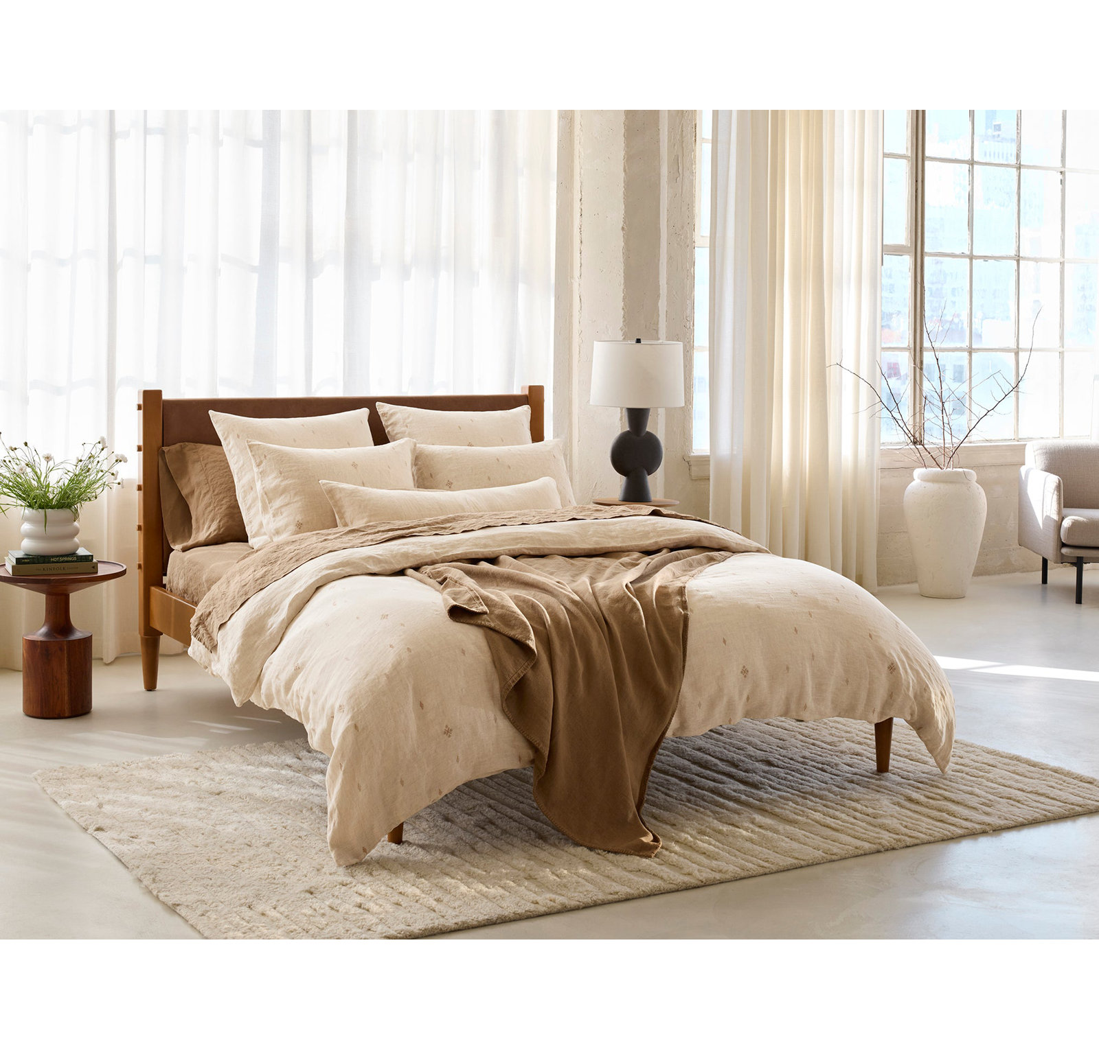 Cambria Linen Duvet Cover Set, King Duvet Cover, Natural Chambray