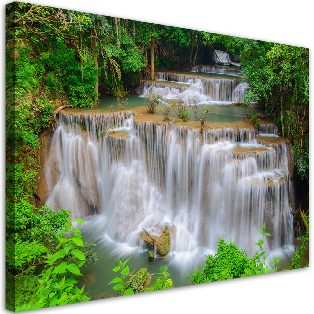 Leinwandbild, Wasserfall Natur Wald