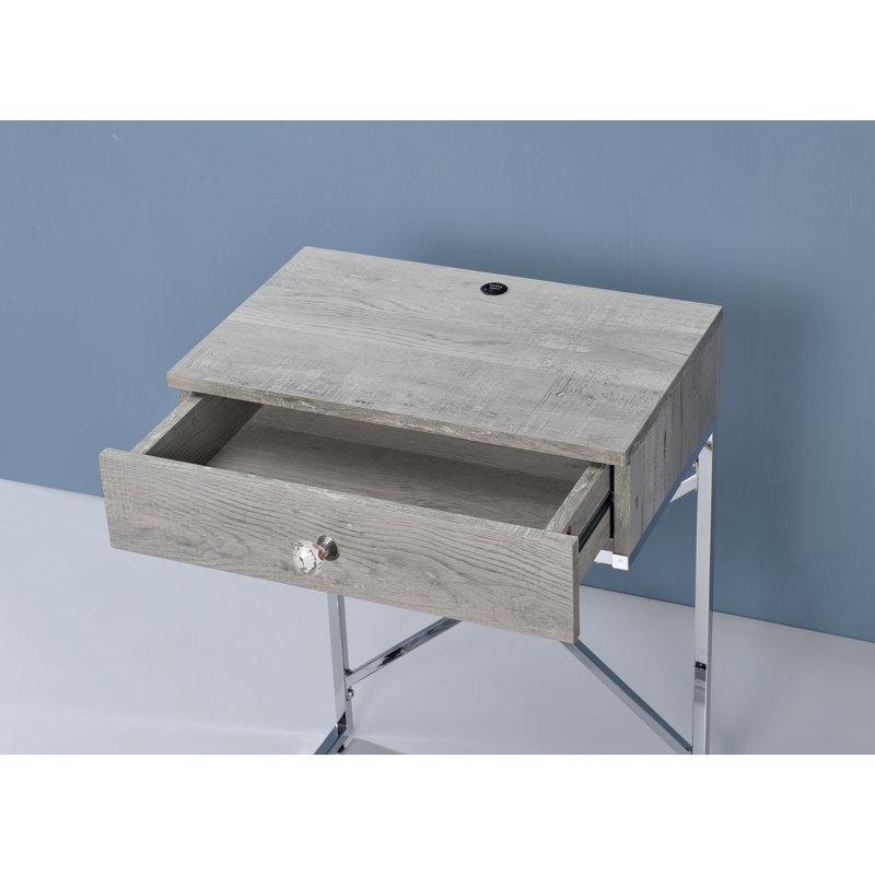 Gibby Side Table with Storage, Light Grey