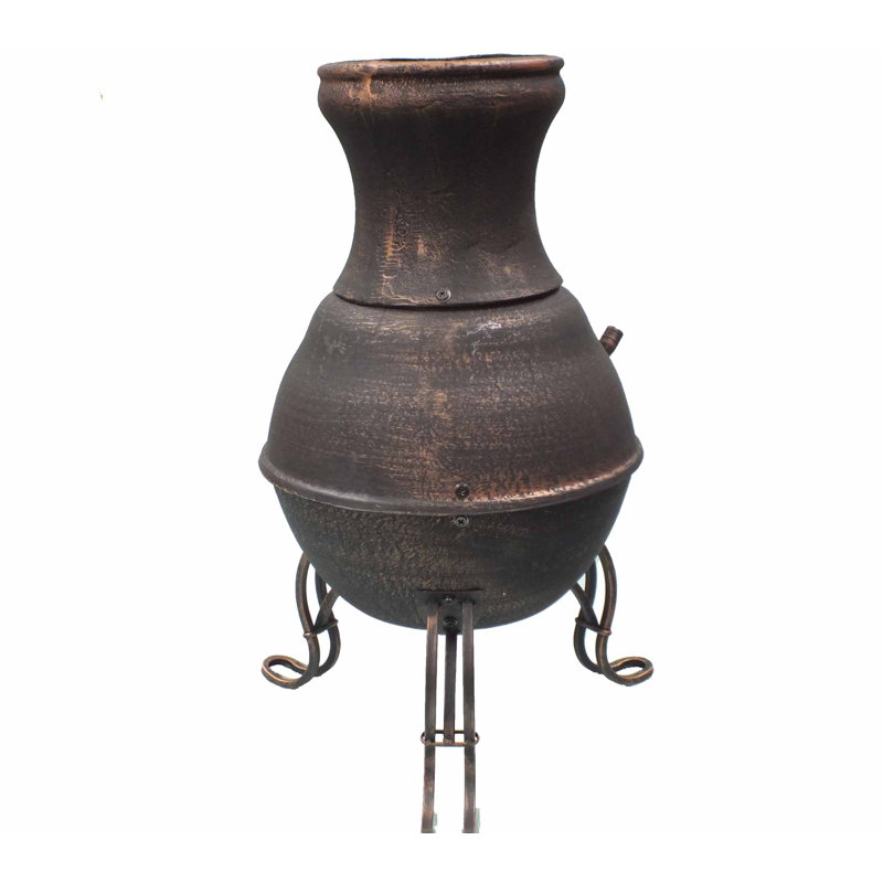 Billie Column Cast Iron Chimenea, Brown