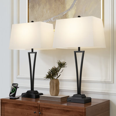 Burholme 30.5'' Metal Usb Table Lamp