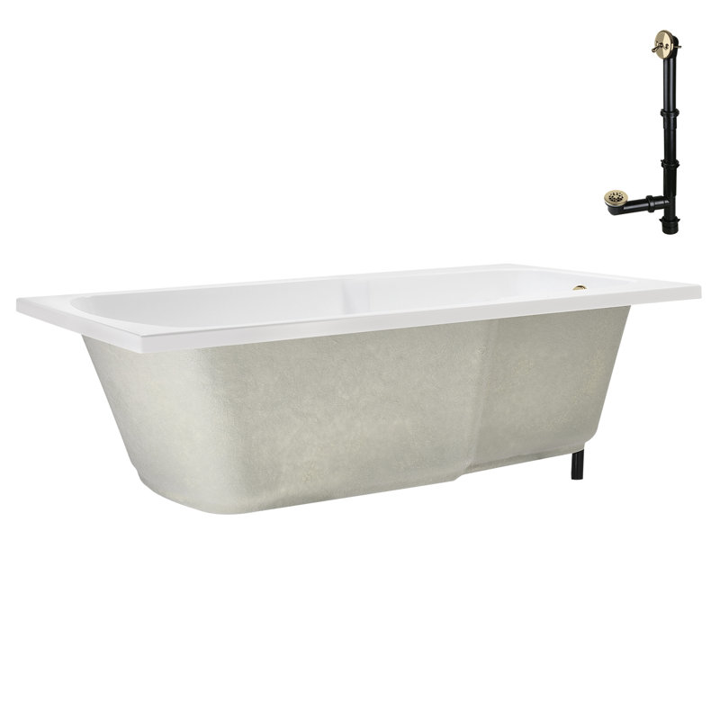 66'' x 34'' Acrylic Soaking Drop-In Bathtub, Drain Included, Polished Brass