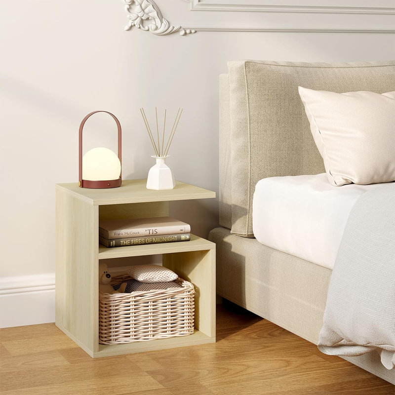 Mugdha 35cm W Solid + Manufactured Wood Bedside Table, Natural