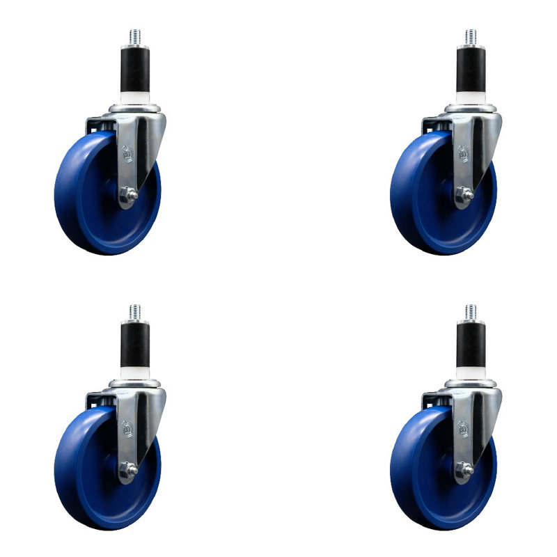 Ensemble de roulettes extensibles pivotantes en polyuréthane solide de 5 pouces en PVC de 1 3/8 po SCC