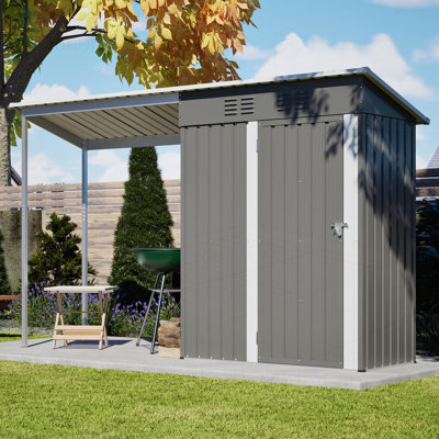 Durable 5x3FT Galvanized Steel Shed & Gazebo Combo