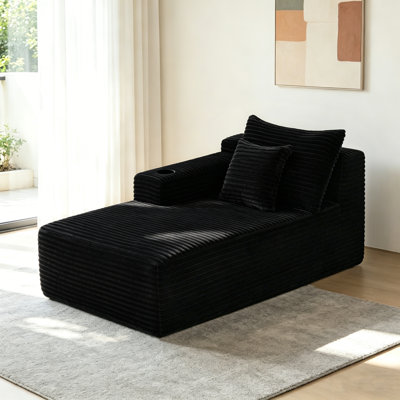 Méridiennes intérieures à compression, tissu moelleux noir, salon moderne