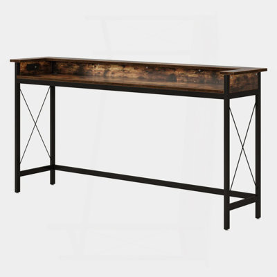 70.9" Long Behind Sofa Console Table with Electrical Outlets & USB Ports, Sturdy Narrow Table for Living Room & Entryway