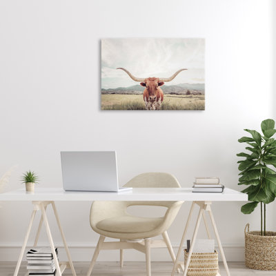 Longhorn Portrait Open Meadow Canvas, design by Sisi and Seb