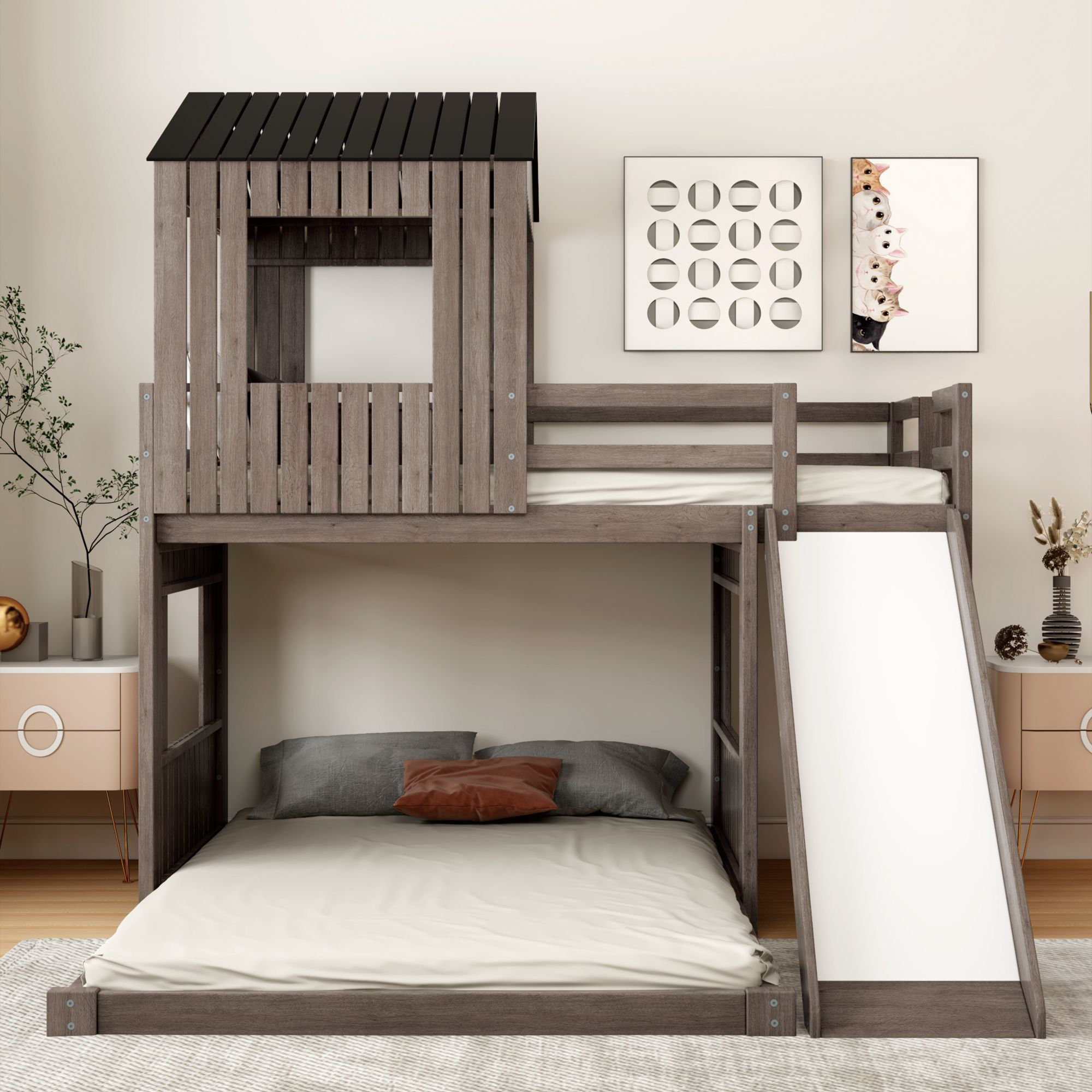 Harper Orchard Allisonia Twin over Full Solid Wood Standard Bunk Bed ...