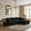 Linen Fabric Sectional Sofa Self-Expanding Instant Setup, 3-Seat L-Shaped Couch With Chaise For Living Room, Beige/Black/Gray-300626630