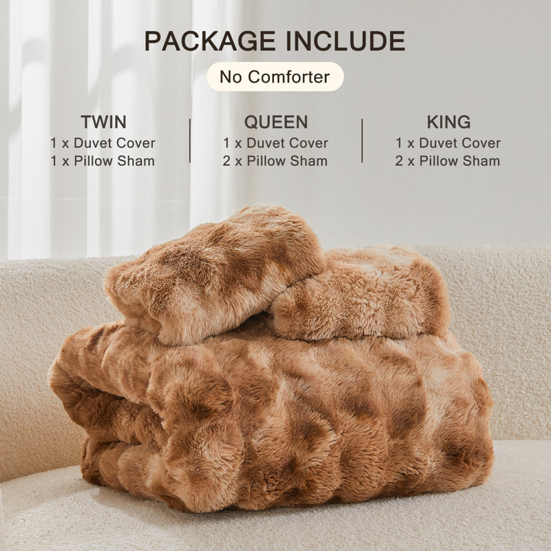 EMME Luxury Elegant Shaggy Bubble Bedding Sets，Faux Fur Duvet Cover  , 2/3 Pieces Soft Fluffy Comforter Cover, Cozy Warm for Winter