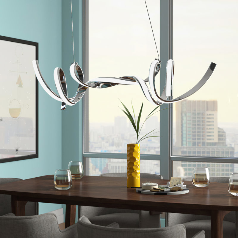 Lourde 2 - Light Dimmable LED Geometric Chandelier, Chrome