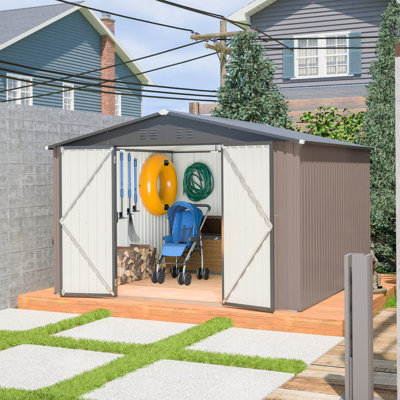 Outdoor Storage Shed, Utility Metal Tool Storage With Lockable Doors And Updated Frame Structure, Large Metal Garden Shed For Backyard, Patio Lawn
