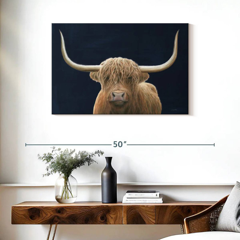 Vache Brampt Highland bleu marine, H 24 po x l 36 po
