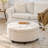 35" Wide Round Ottoman With Storage, Round Storage Ottoman, Tufted Round Ottoman Coffee Table Fabric Round Coffee Table Ottoman With Storage-471797882