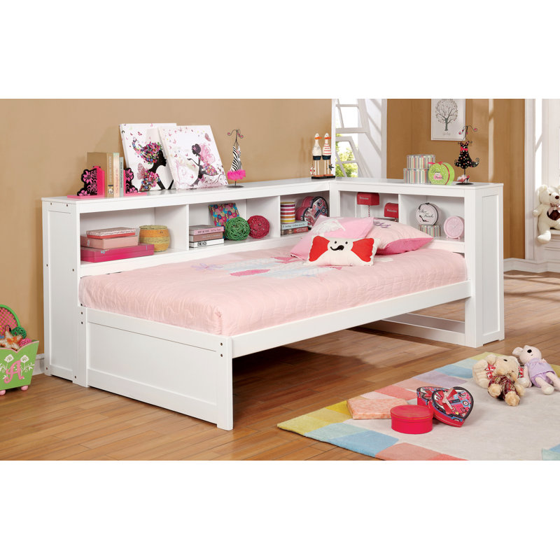 Lit plateforme avec rangement Araujo, Simple, Blanc